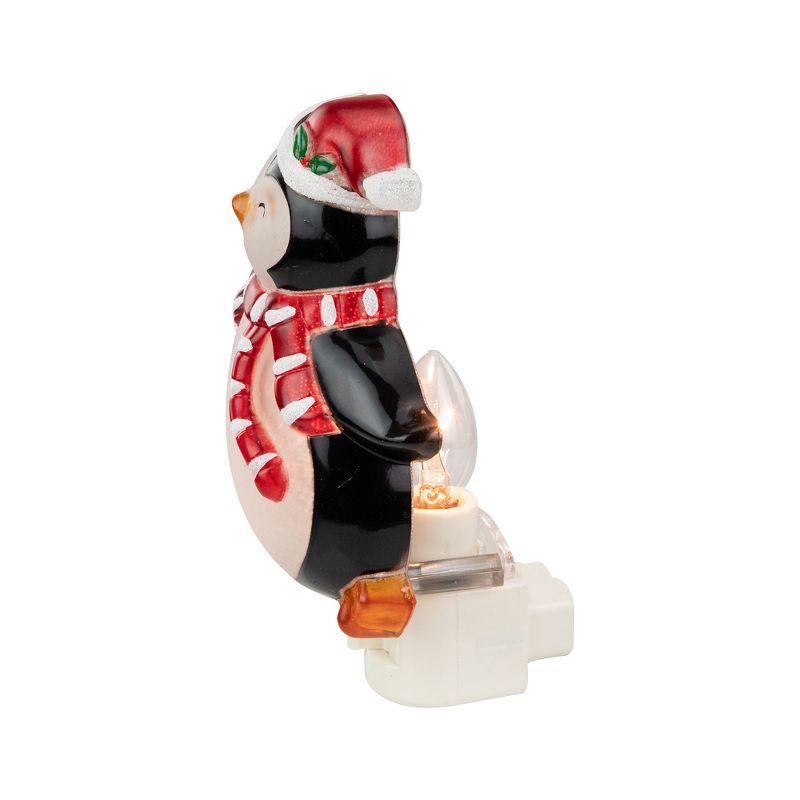 Northlight 6" Black and Red Happy Penguin in Santa Hat Christmas Night Light, 4 of 6