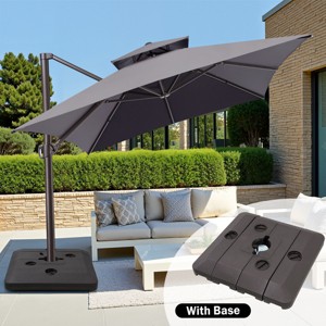 Crestlive Products 13FT Patio Cantilever Umbrella with Base Set Double Top High-strength Aluminum 360°Rotation 5 Heights Adjustable - 1 of 4