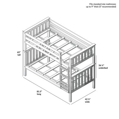 Natural Pine Twin Over Twin Bunk Bed with Storage