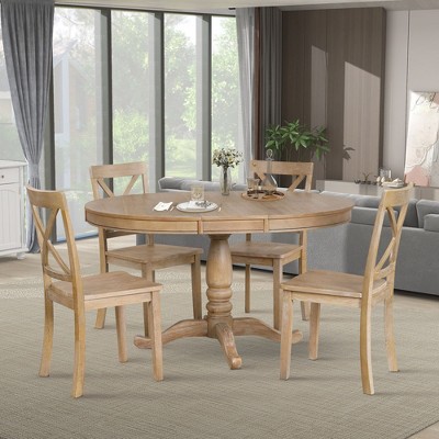 NicBex 5 Piece Dining Table Set with Solid Wood Modern Kitchen Table Set with Upholstered Chairs with Backrest for Kitchen