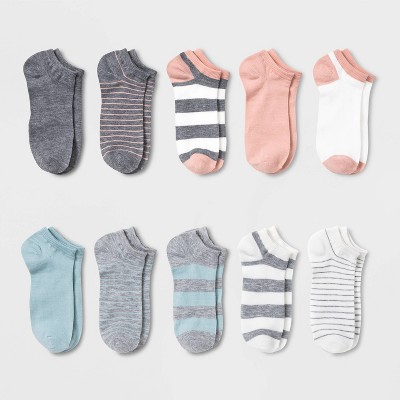 Women's Striped 10pk Low Cut Socks - Xhilaration™ Assorted Colors 4-10 :  Target