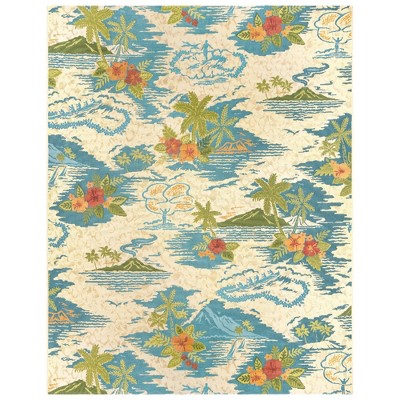 Reyn Spooner 9'x13' Kona Coast Fresco Lanai Flatweave Rug: Tropical, Weather-Resistant, Easy-Care