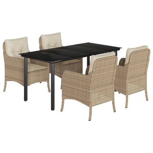 vidaXL Garden Dining Set Beige, Black, Cream White - 1 of 4