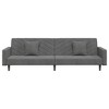 vidaXL Modern Dark Gray Velvet 2-Seater Sofa Bed/Sleeper Couch - Convertible Twin Guest Bed with Pillows for Living Room, Office, Small Space - 4 of 4