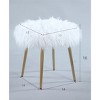 Homy Casa Faux Fur Upholstered Accent Stool with Gold Legs for Bedroom or Living Room, White - 3 of 4
