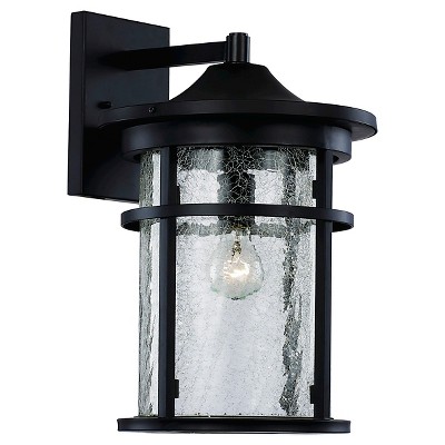 Outdoor Wall Light with Crackled Glass Black - Bel Air Lighting