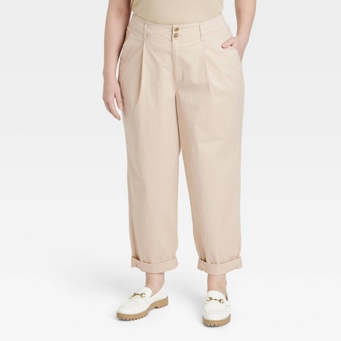 Women's High-rise Pleat Front Straight Chino Pants - A New Day™ Cream 26 :  Target