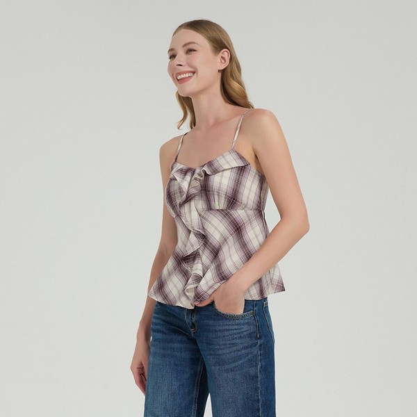 Top strapless con volantes - Universal Thread™ Cuadros lavanda 2