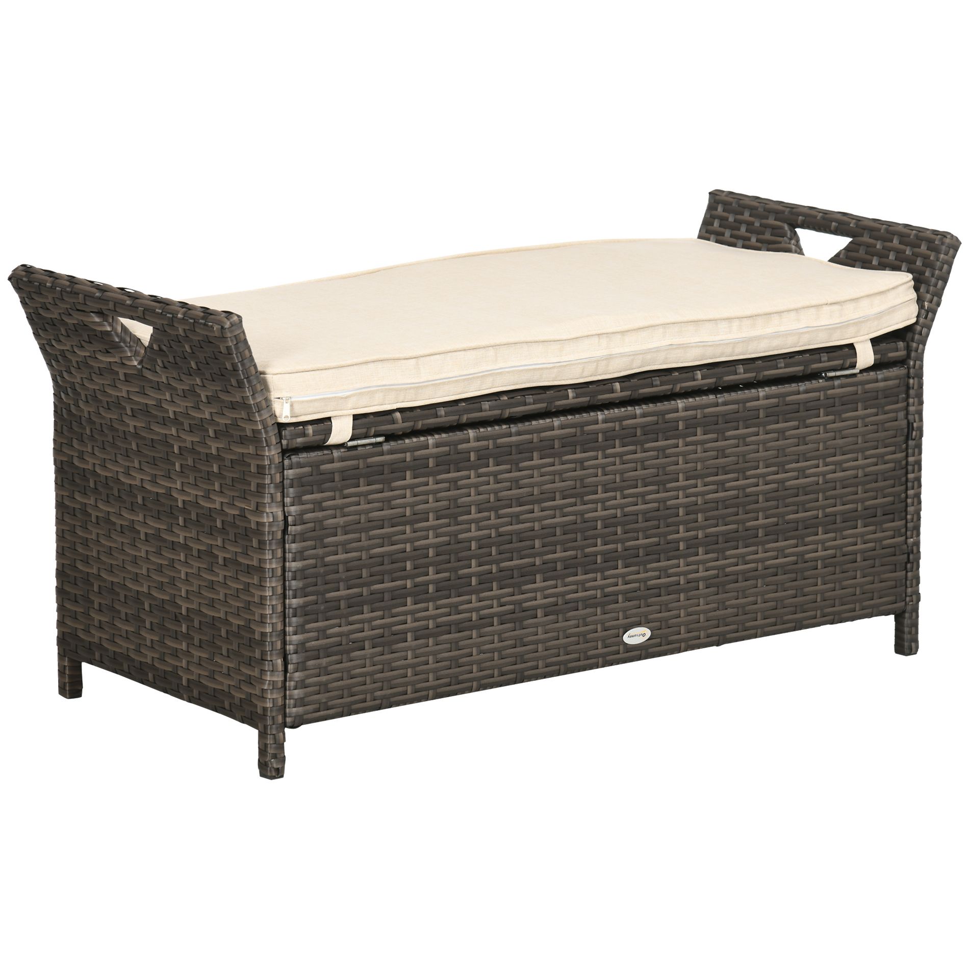 Dexmalle 2-In-1 Large Patio Wicker Storage Bench with Handles