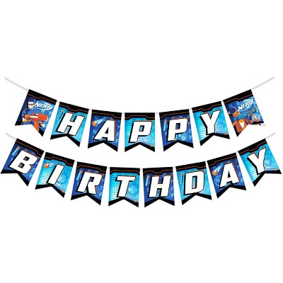 Treasures Gifted Nerf Birthday Banner - Nerf Party Supplies