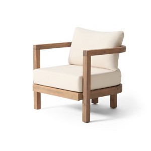 Dexmalle Patio Acacia Wood Club Chair with Thick Waterproof Cushion - 1 of 4