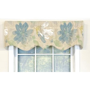 Linen Floral Regal 3" Rod Pocket Window Valance 50" x 17" Natural by RLF Home - 1 of 3