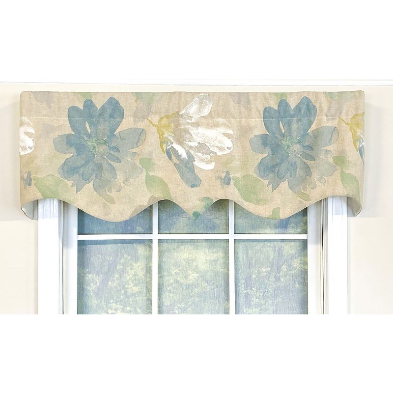 Linen Floral Regal 3" Rod Pocket Window Valance 50" x 17" Natural by RLF Home, 1 of 4