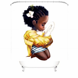 African Girl Holding A Pet Shower Curtains for Bathroom Waterproof Fabric Bath Curtain Durable Soft Stylish Bathroom Decor 72x72 Inch - 1 of 1