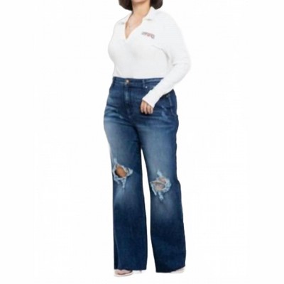 Women's High Rise Flare Jeans w/ knee holes - sneak peek