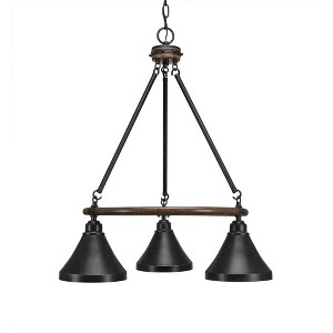 Toltec Lighting Blacksmith 3 - Light Chandelier in  Dark Granite with 7" Dark Granite Cone Metal Shade Shade - 1 of 1
