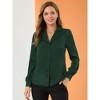 Allegra K Women's Elegant Collar V Neck Long Sleeve Work Office Satin Button Down Shirt - 2 of 4