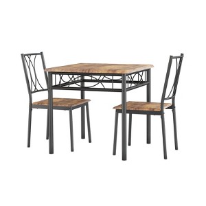 3-Piece Dining Table Set for 2, Square Space-Saving Kitchen Table & 2 Chairs for 2 - 1 of 4