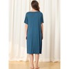 cheibear Women's Nightgown Button Down Short Sleeve Soft Modal Loose Pajama Sleepshirt - 3 of 4