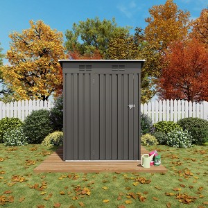 Gulches 5X3 FT Compact Metal Outdoor Storage Shed Waterproof Pitched Roof, Lockable Door, Anti-Rust Tool Shed - 1 of 4