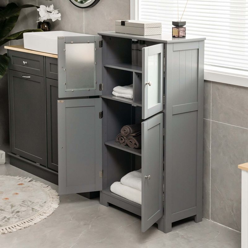 Costway Bathroom Floor Storage Cabinet Kitchen Cupboard w/Doors&Adjustable Shelf Black\Brown, 5 of 11