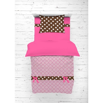 Bacati - Buttefly Pink Chocolate 4 pc Toddler Bedding Set