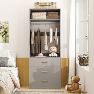 Aheaplus Freestanding 24" Closet System with 3 Wood Drawers - 1 of 4