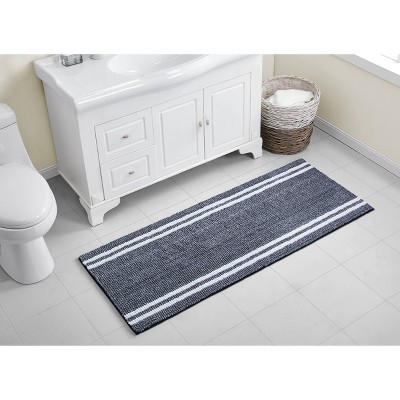 Hotel Border Memory Foam Bath Runner Navy - VCNY