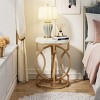 Syemin End Tables Round End Table with Faux Marble Top, Modern Accent Side Table, Nightstand for Living Room, Brown, 19.68"*19.68"*25.59" - 2 of 4
