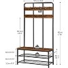 Hall Tree with Bench, Coat Rack & Shoe Storage - Entryway Organizer with 12 Double Hooks for Foyer, Mudroom, and Front Door - 2 of 4