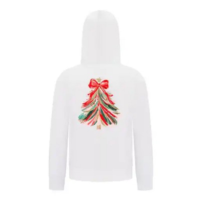 Everyday Kids Christmas Collection Red & Gold Painted Tree Girls Zip Up Hoodie – Holiday Sweatshirt