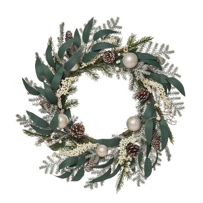 Transpac Natural Fiber 24 in. Multicolored Christmas Berry Ornament Wreath