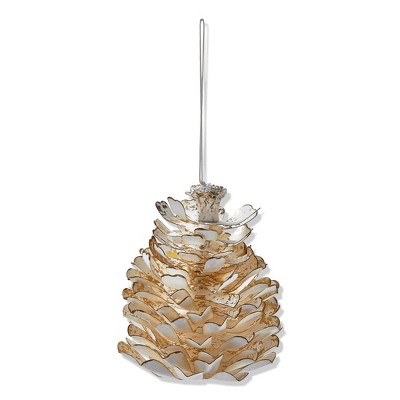 tagltd Paper Pinecone White Christmas Ornament XMAS Festive Winter Holidays Artificial Real Pine Tree Home Décor Decoration