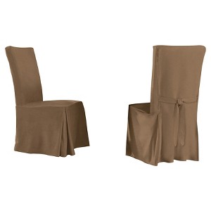 Taupe Brown Relaxed Fit Smooth Suede Furniture Dining Chair Slipcover - Serta, Brown Brown Long