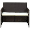 vidaXL 4 Piece Patio Lounge with Cushions Set Poly Rattan Brown - 3 of 4