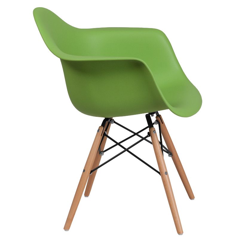 Flash Furniture Alonza Series Plastic Chair with Arms and Wooden Legs, 5 of 7