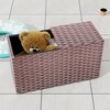 Maggift Wheelbarrows, Wicker Storage Box with Wheels, 3-Compartment Poolside Organizer for Patio, Garden, Brown, 31.5"*39.4"*37.6" - 4 of 4