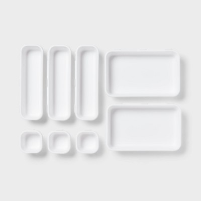 8pc Plastic Drawer Organizer Set White - Brightroom™