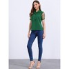 INSPIRE CHIC Women's Bow Tie V Neck Stand Collar Short Mesh Sleeve Blouse - 2 of 4