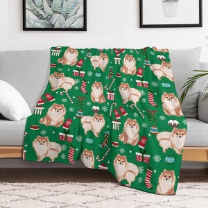 Pomeranian Christmas Christmas Throw Blanket Soft Fleece Christmas Blanket Cozy Flannel Throw for Couch Bed 50x60 inches - 1 of 1