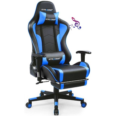 Leather gaming best sale chair with footrest