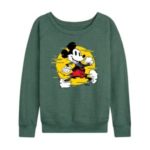 Women's - Disney - Mickey & Friends Lightweight French Terry Wide Neck Long Sleeve Shirt - 1 of 4