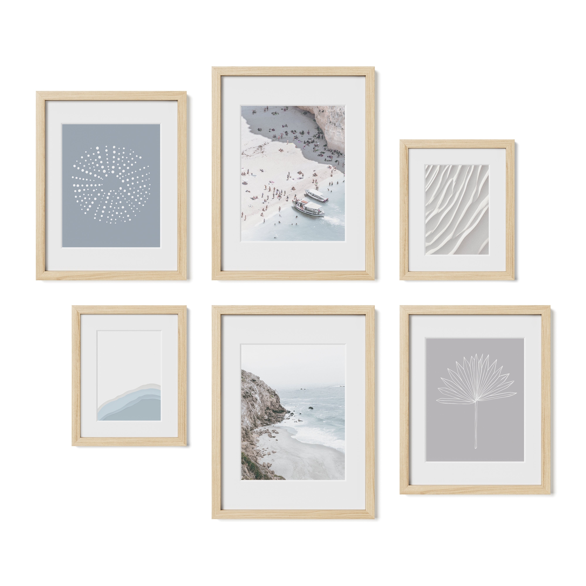 Haus and Hues Framed Coastal Gallery Wall, Natural