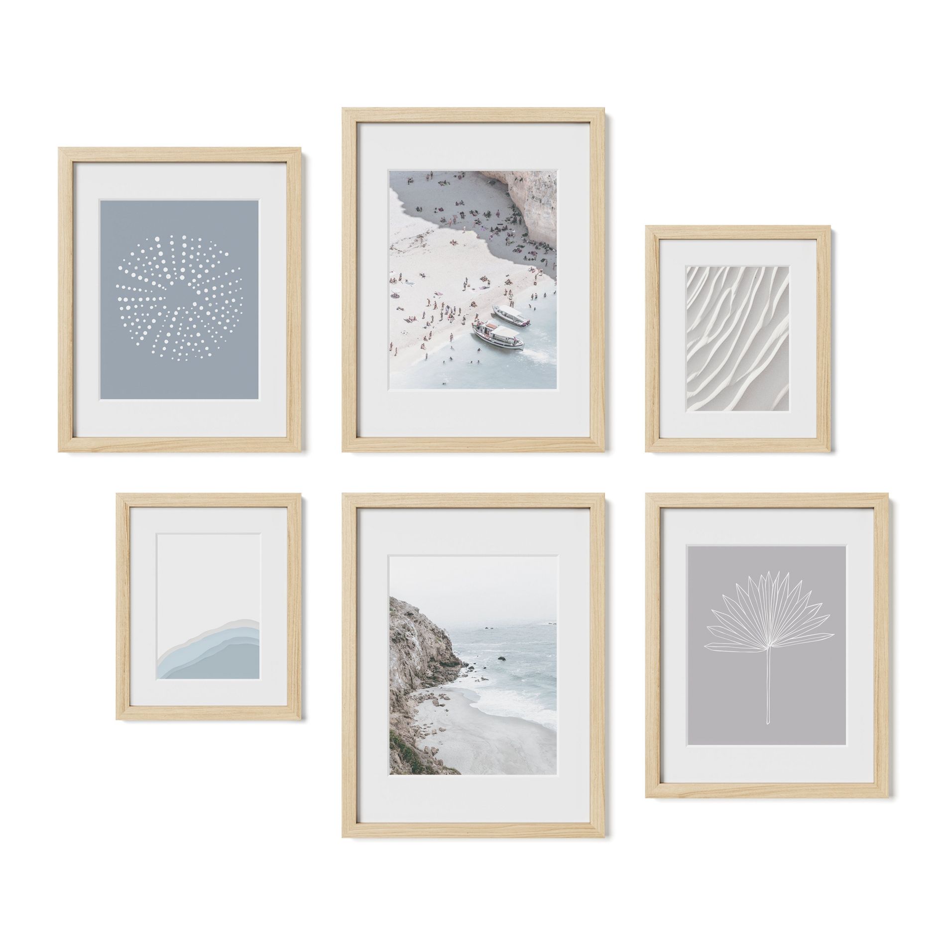 Haus and Hues Framed Coastal Gallery Wall, Natural