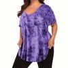 Women's Short Sleeve Shirt Tops Plus Size Tie Dye Casual Loose Fit Tunic Tops With Pocket - 2 of 4