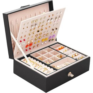 Pink Jewelry Organizer Box for Teens with Earring Holder and Storage - 1 of 4