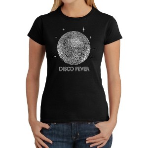 LA Pop Art Women's Word Art T-Shirt - Disco Ball - 1 of 4