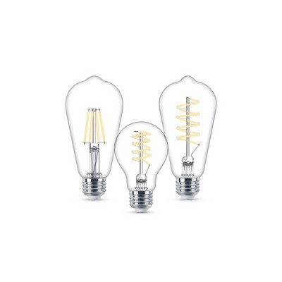 Philips Clear Glass Vintage LED Dimmable Bulbs, 2-Pack