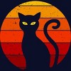 Junior's Design By Humans Vintage Retro Sunset Halloween Black Cat I By lemonpepper T-Shirt - 2 of 3