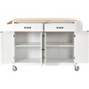Grungis Kitchen Island Cart with 4 Door Cabinet and Two Drawers,Kitchen Island on Wheels with Spice & Towel Rack,Island Table for Kitchen - 3 of 4